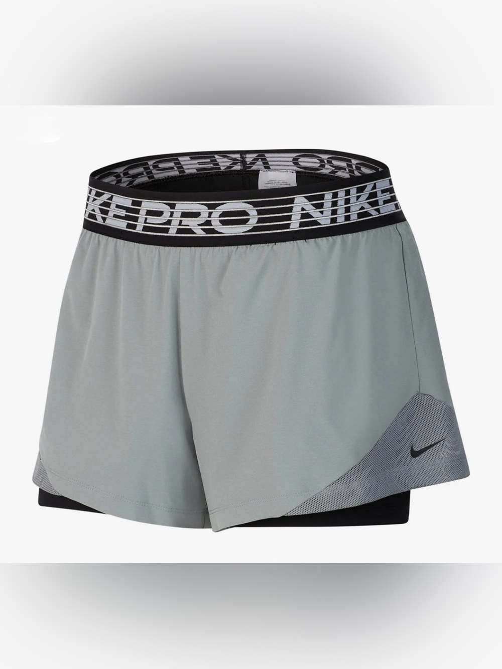 Nike Pro Women's Flex 2-in-1 Training Shorts Grey/white/Black Size M